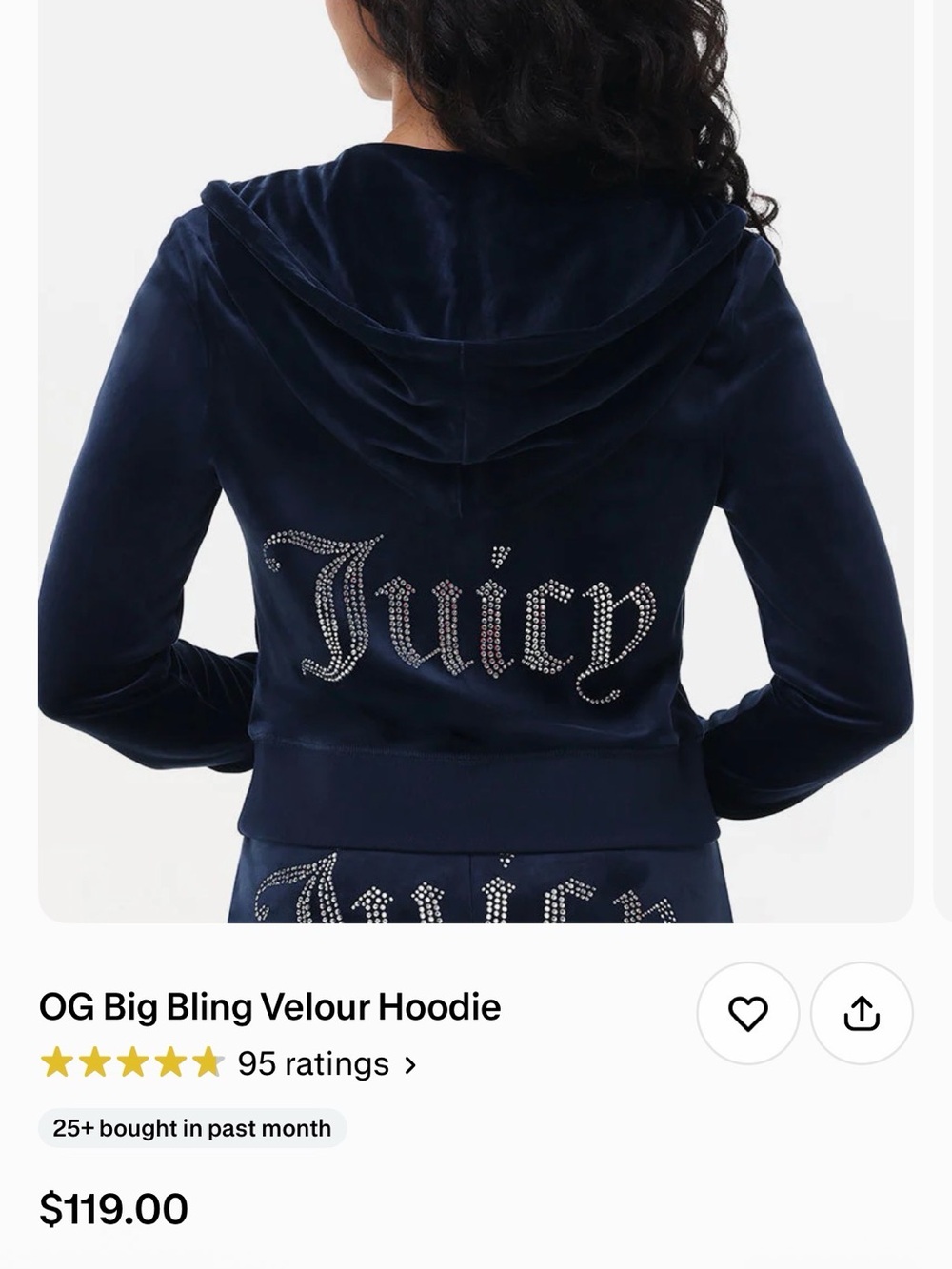 Juicy Couture Navy Velour Rhinestone Logo Set